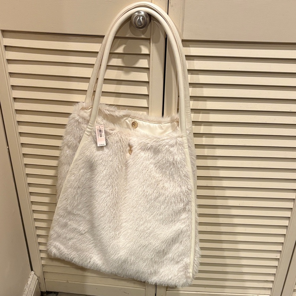 Victoria' Secret Elegant Cream Faux Fur Tote Bag